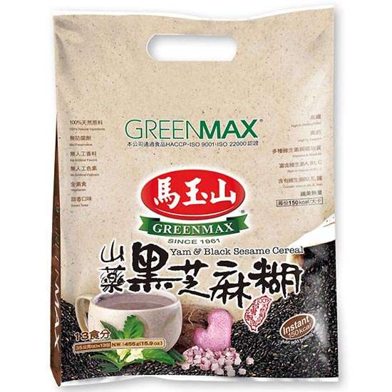 馬玉山 山藥黑芝麻糊(13p)455g Greenmax Yam & Black Sesame Cereal (14p) 420g
