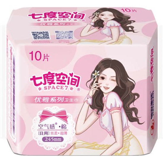 七度空間 優雅系列 純棉超薄日用衛生巾245mm(10片)