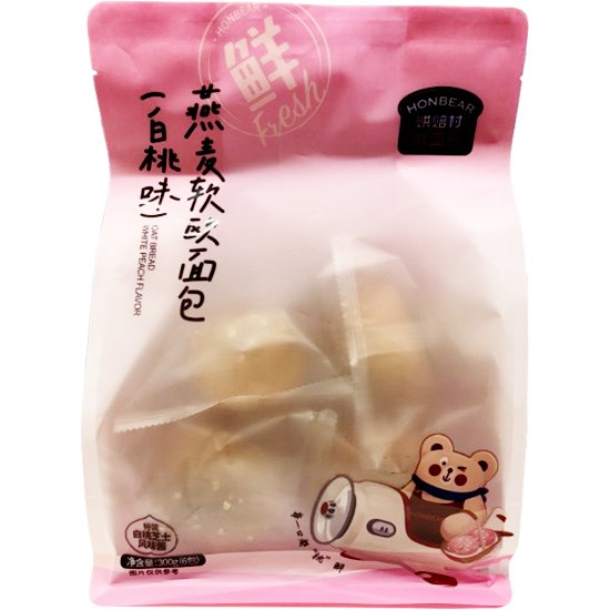 烘焙村 白桃味燕麥軟歐麵包(6入)300g