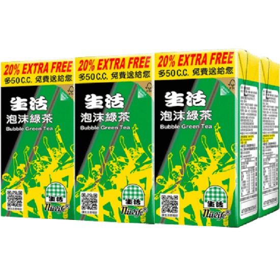 生活 泡沫綠茶(6入)300ml