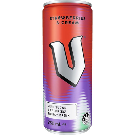 V Energy Drink Strawberry & Cream Zero Sugar 250ml