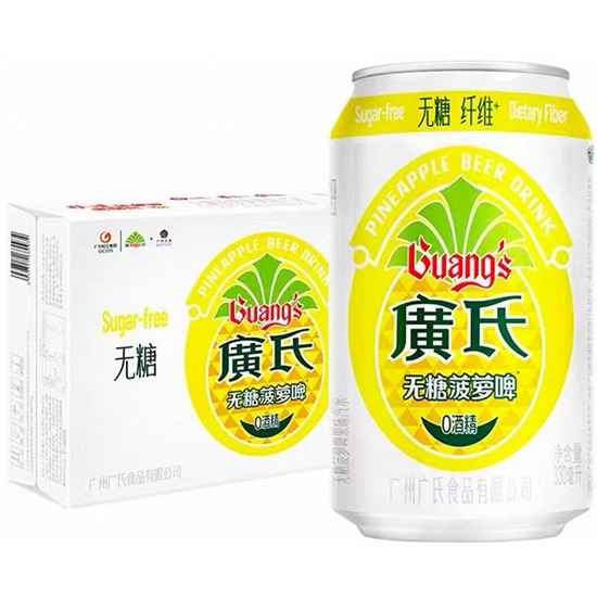 廣氏 無糖菠蘿啤果味飲料330ml*24p