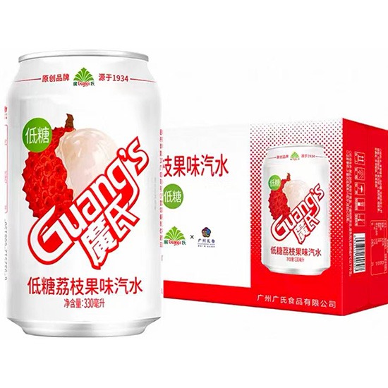廣氏 低糖荔枝果味汽水330ml*24p