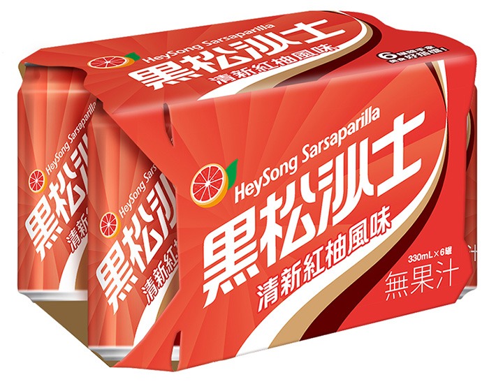 黑松沙士 清新紅柚風味汽水330ml*6p