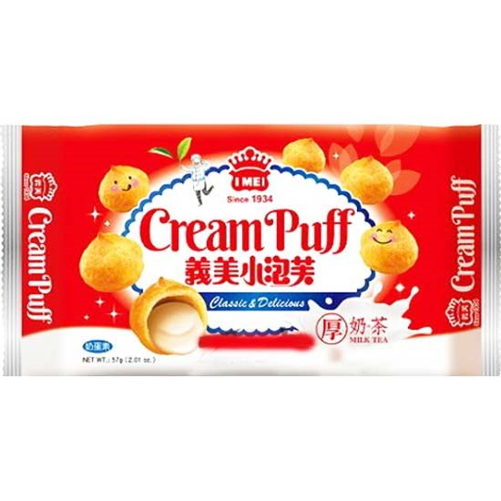 義美 厚奶茶味小泡芙57g