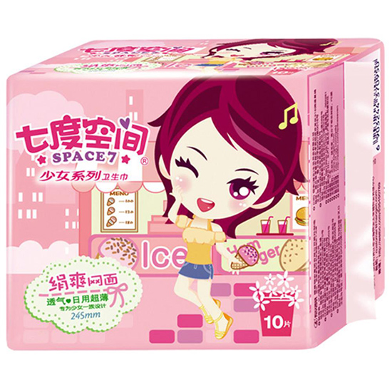七度空間 柔網爽膚日用衛生棉245mm(10片)