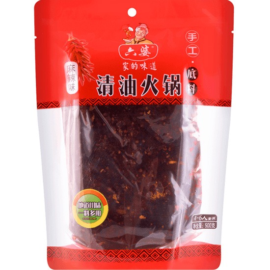 六婆 麻辣味手工清油火鍋底料(紅袋)500g