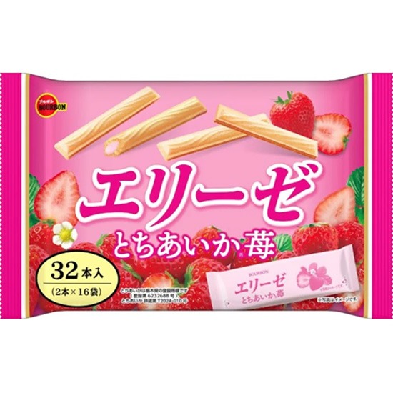 BOURBON Elise草莓奶油夾心威化餅乾棒 115g