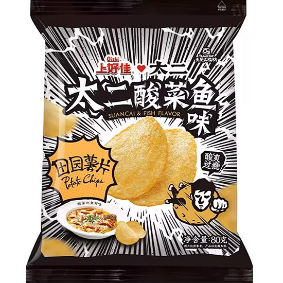 【賞味期17.12.2025】上好佳 太二 酸菜魚味田園薯片80g