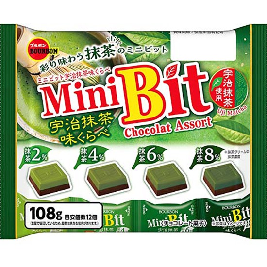 【賞味期31.01.2026】Bourbon MiniBit 四種宇治抹茶味巧克力108g