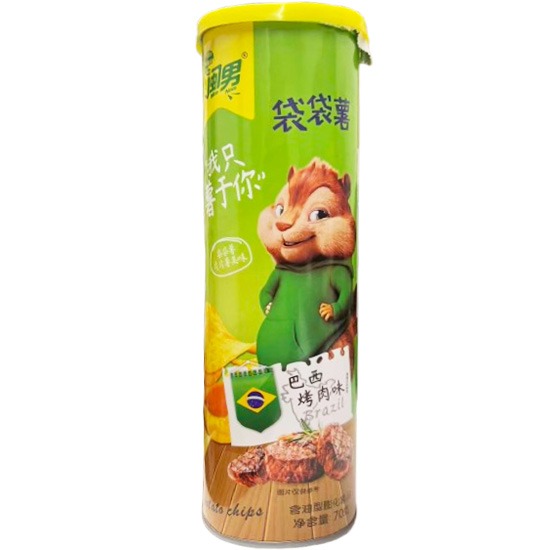 閩男 袋袋薯 烤肉味薯片(桶)70g